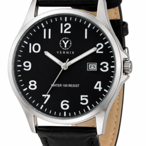 Yernix | Essentials Men's Easy to Read 42mm Leather Band Analog Watch